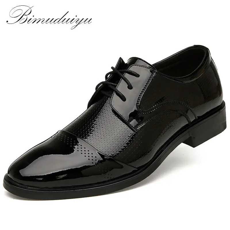 

BIMUDUIYU Brand Classic Business Men's Breathable Dress Flat Shoes Fashion Casual Style Male Leather Black / Brown Wedding Shoe
