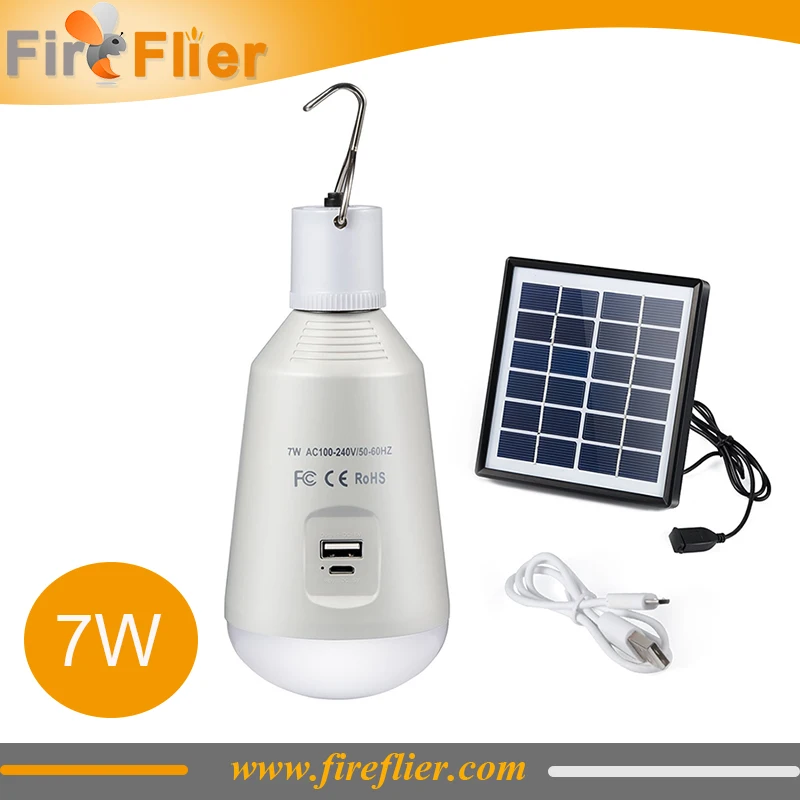 Светодиодная лампа e27 на солнечной энергии 1 шт. 7 Вт с крючком для наружного