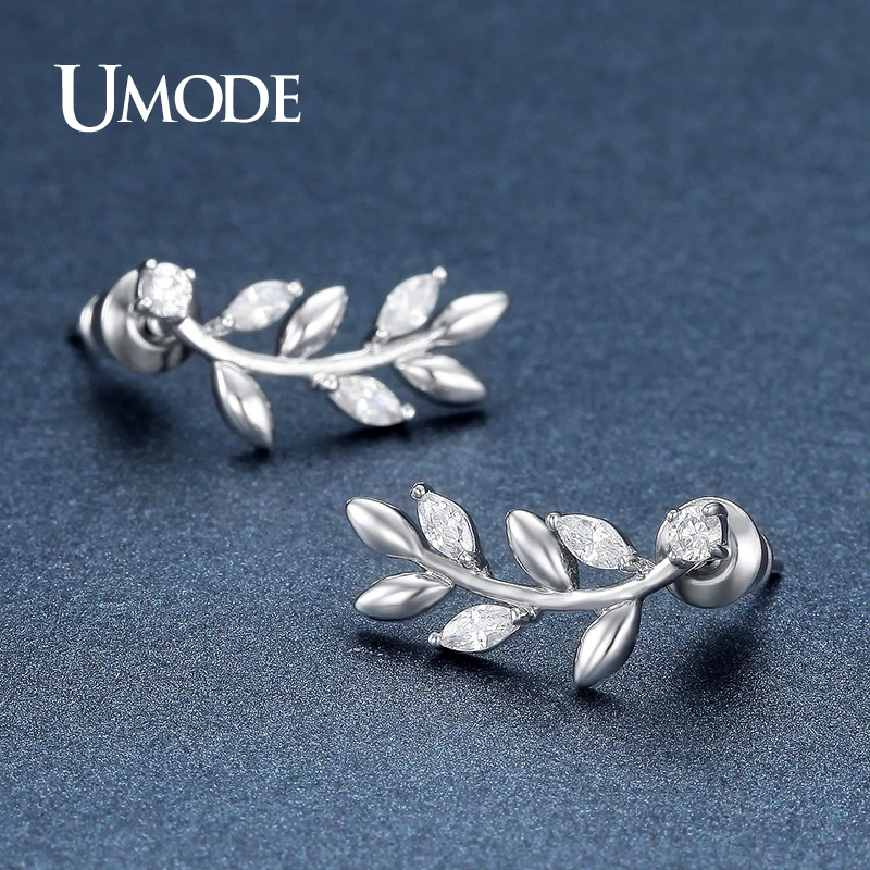 Женские серьги-гвоздики UMODE белый золотой Рождественский подарок с фианитами в