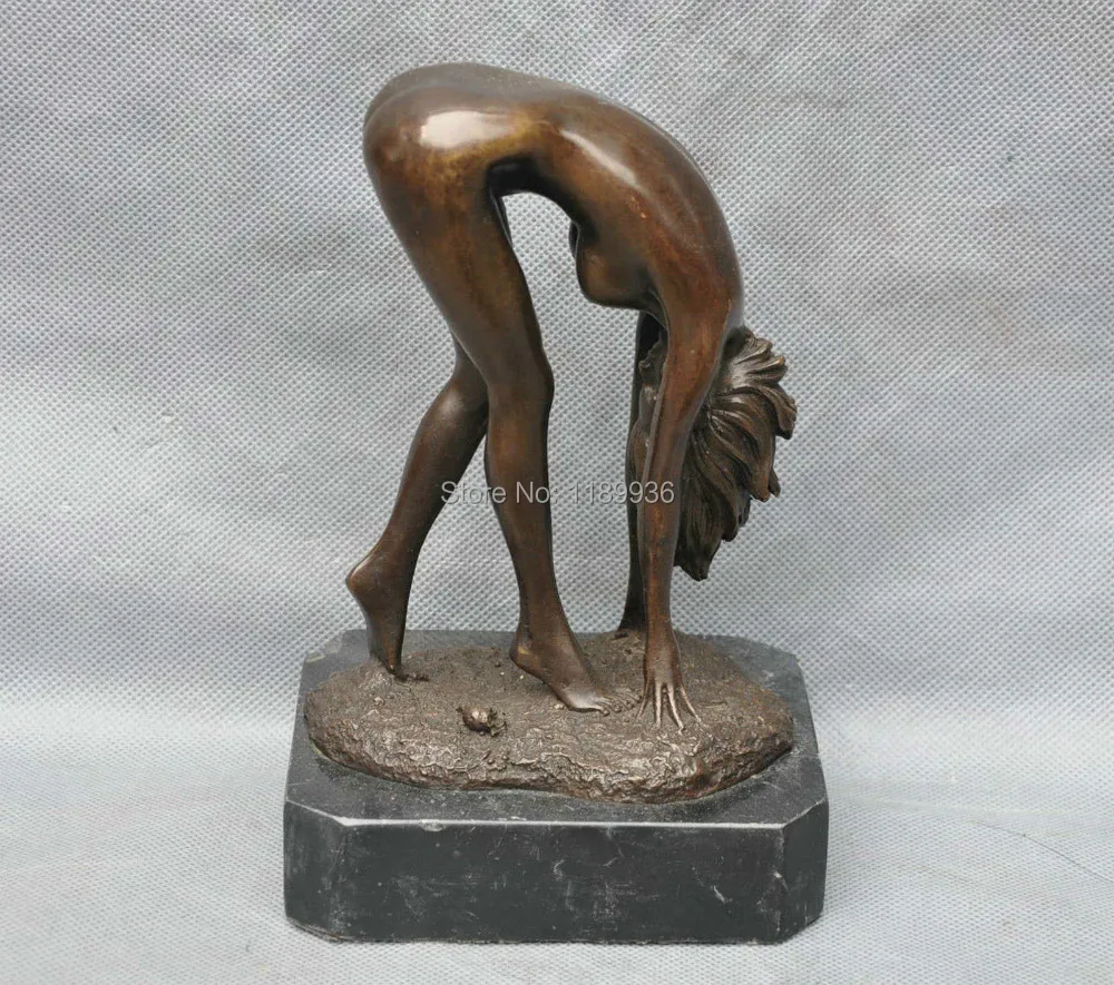Бронзовая привлекательная статуя 8 дюймов для красоты тела женская обнаженная