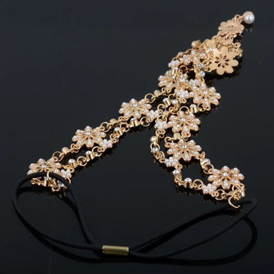 Женская повязка на голову 1 шт. модная с кристаллами и цветами|forehead headbands|chain