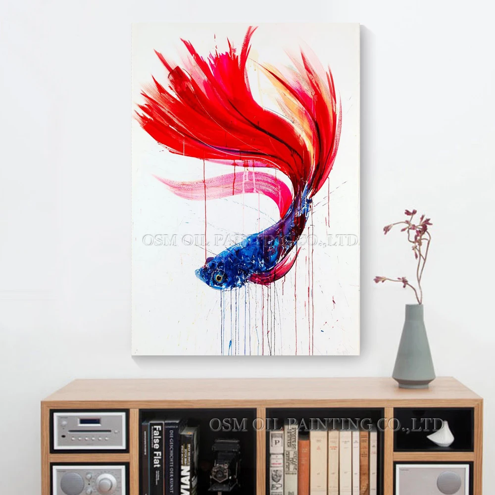 Картина маслом в виде рыбок на холсте высокое качество Современная животная