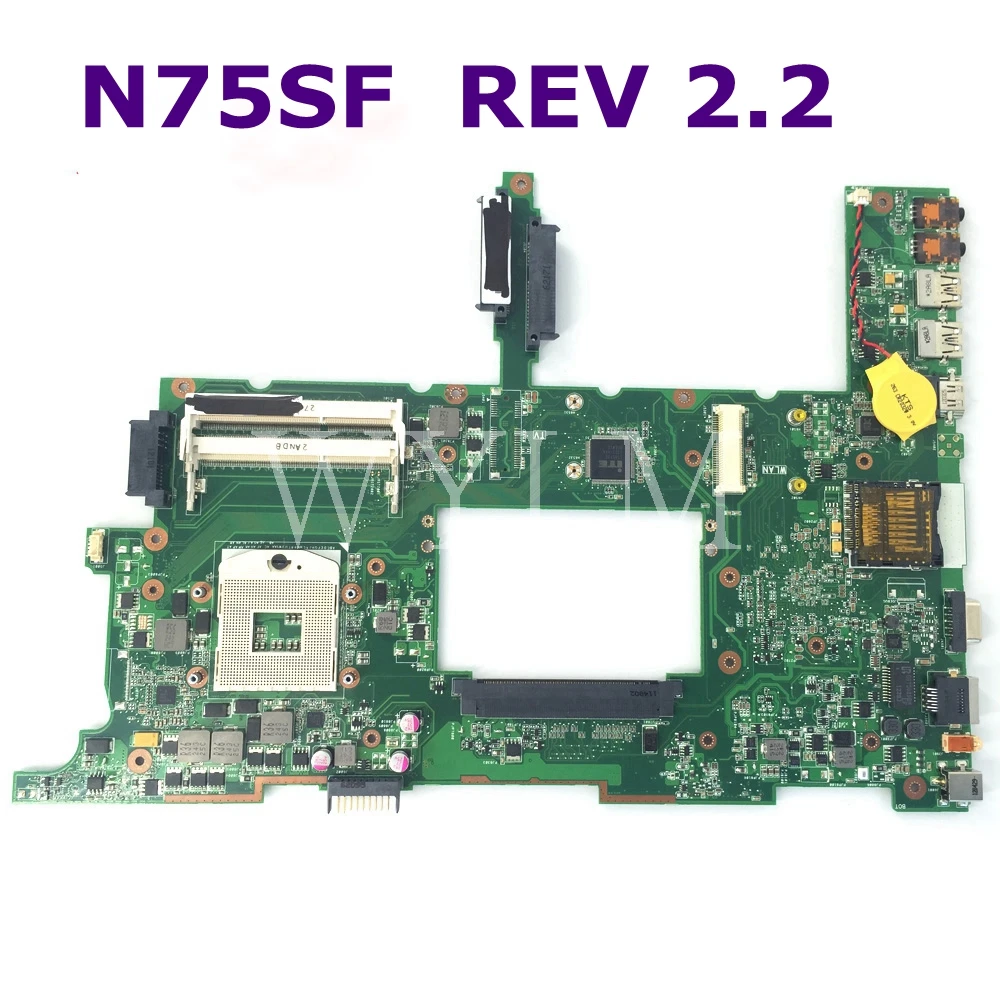 N75SF материнская плата REV 2 для Asus N75SL N75S N75 ноутбука HM65 DDR3 USB 3 0 100% протестированная