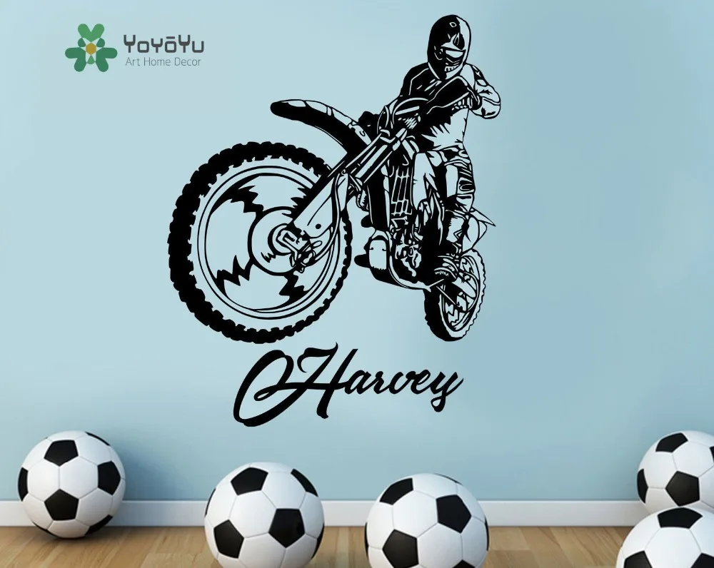 

Motocross Motorbike Kids Personalised Any Name Wall Art Mural Decal Sticker Customized Name Wall Mural Art Decor NY-35