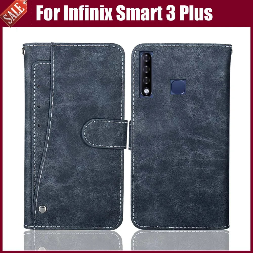 Новый дизайн! Роскошный чехол Infinix Smart 3 Plus винтажный флип из искусственной кожи