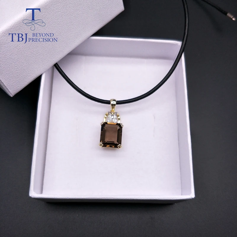 Женский кулон с изумрудами TBJ дымчатый кварцевый натуральным драгоценным камнем