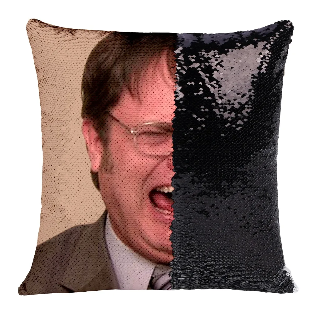 Dwight Schrute смеющаяся Подушка с блестками | Наволочка Двухцветная подушка Подарок