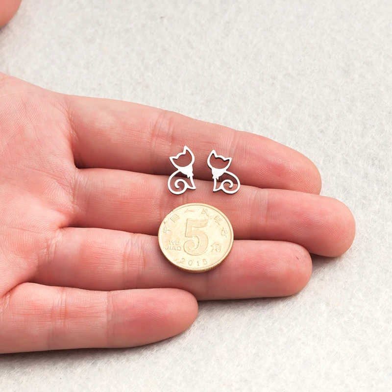 2019 модные милые минималистичные серьги гвоздики из нержавеющей стали золотого и