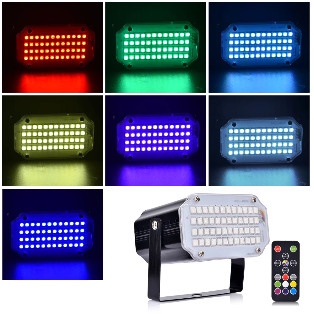 Стробоскоп сценический светильник Дискотека музыка вечерние 48 RGB пульт дистанционного управления мини- лампы для сцены фестиваль светящиеся вечерние принадлежности карнавальное освещение