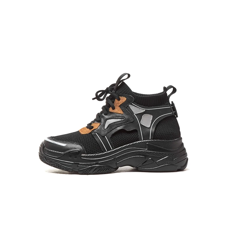 Buono Scarpe/Новинка года; высокие женские кроссовки в стиле пэчворк; дамские носки; обувь на толстой платформе; женская обувь на толстой резиновой подошве; сезон лето