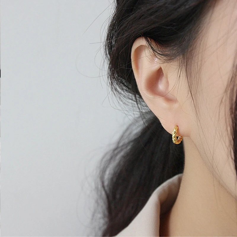 Korean Popcorn Concave Surface Women Earring Silver 925 Hoop Earring Gold Individuality Ear Buckle Women Earring Luxury Jewelry