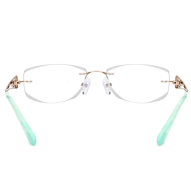 

Luxury Crystal B Titanium Glasses Frame Women Rimless Ultralight Trim Diamond Frameless Prescription Optical Eyeglasses Eyewear