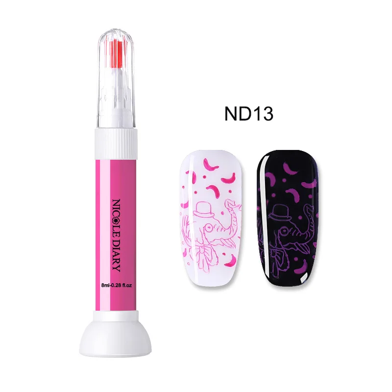 8ml ND013 NICOLE DIARY 8 мл два в одном лак для ногтей штамповка лак для ногтей для пластины черный белый лак для печати Vernis праймер - Цвет: 8ml ND013