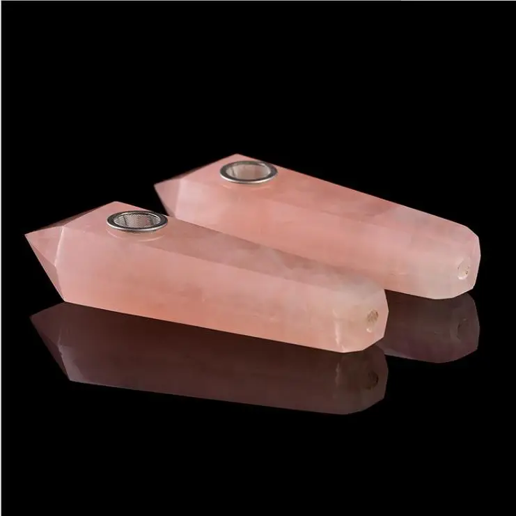 1 Natural Pink Rose Quartz Crystal Smoking Pipes Cigarette Pipe Wand | Дом и сад