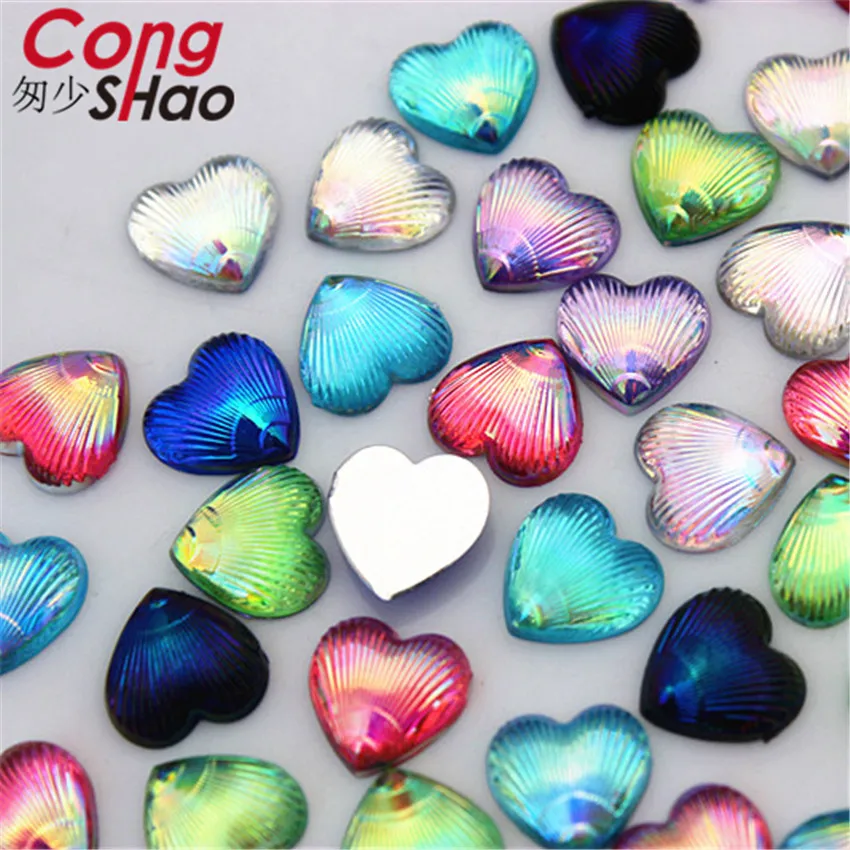 

Cong Shao 200pcs 8mm AB Color Heart Acrylic Rhinestone trim stones and crystals Flatback For DIY Clothes Decoration Craft CS569
