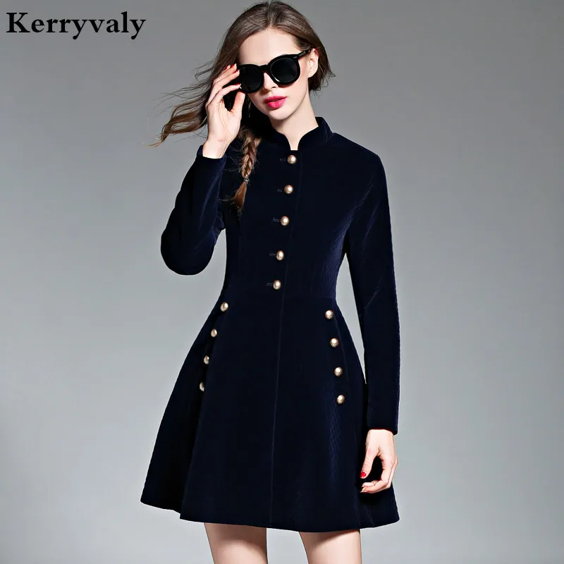 Женское зимнее платье OL элегантное темно синее офисное с длинным рукавом
