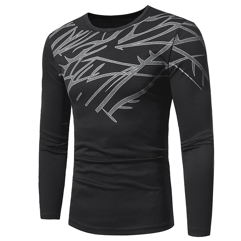 Мужской 2018 бренд с длинными рукавами высокое качество печати Повседневное