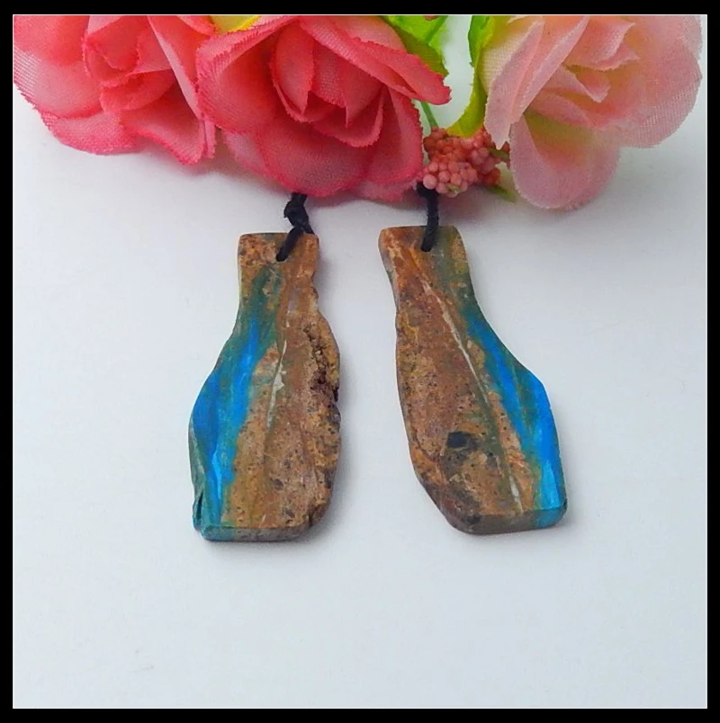 

Natural Stone Gemstone Blue Ppal Fashion Earring Beads 35x14x3mm 4.5g Fashion Jewelry Women Earrings Accessorise