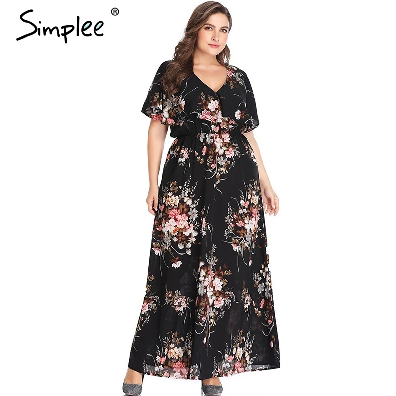 Женское длинное платье Simplee с цветочным принтом 2019 женское летнее макси в стиле