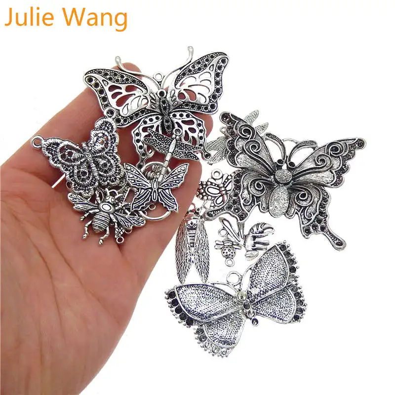 Julie Wang 10 шт. случайно смешанные бабочки Стрекоза шармы сплав насекомое Античный