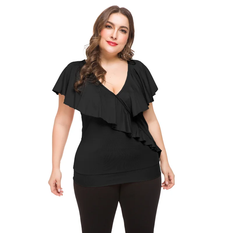 Женский летний топ с оборками и V-образным вырезом | Женская одежда