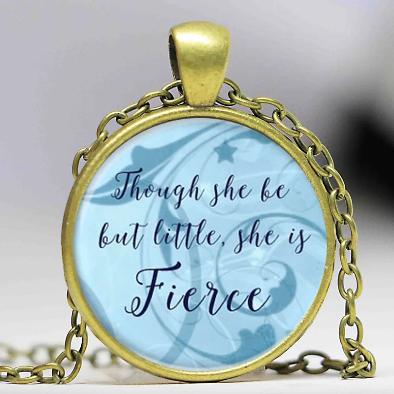 Ожерелье с подвеской надписью She Be But Little Is Fierce|quote necklace|little necklacelogo necklace |