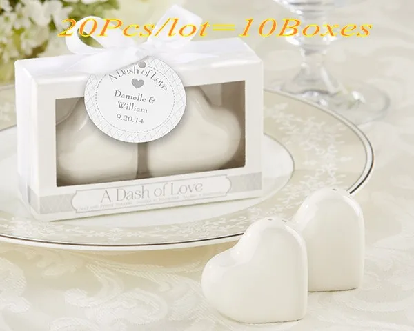 20 шт./лот (10 коробок) свадебный подарок для гостей в тире любви сердце соль и перец