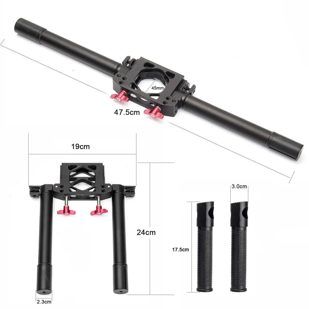 DH02 20-45 мм Verlengen двойной ручной Verlengde Handvat houder для Zhiyun Crane 2 Plus MOZA Air DJI 3 axis Feiyu a1000/2000