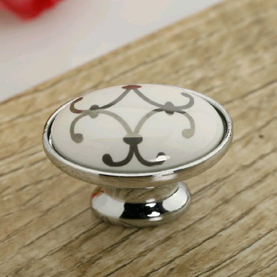 Free Shipping Ceramic Drawer Knobs Dresser Handles and Classical Porcelain Cabinet Handle Chrome Finished | Обустройство дома