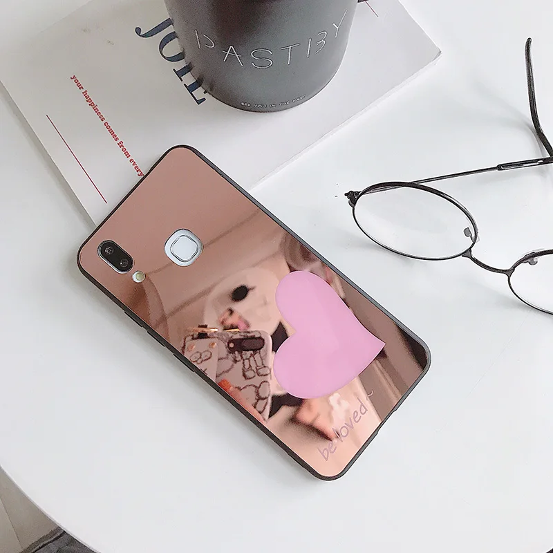 Luxury Heart Mirror Case for Huawei Honor 8X 8A V20 Hard Cover Coque Mate 20 Makeup Hoesjes Girls |