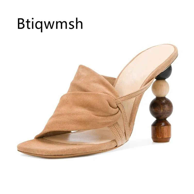 

Женские сандалии-гладиаторы с открытым носком, туфли на странном высоком каблуке, 2019