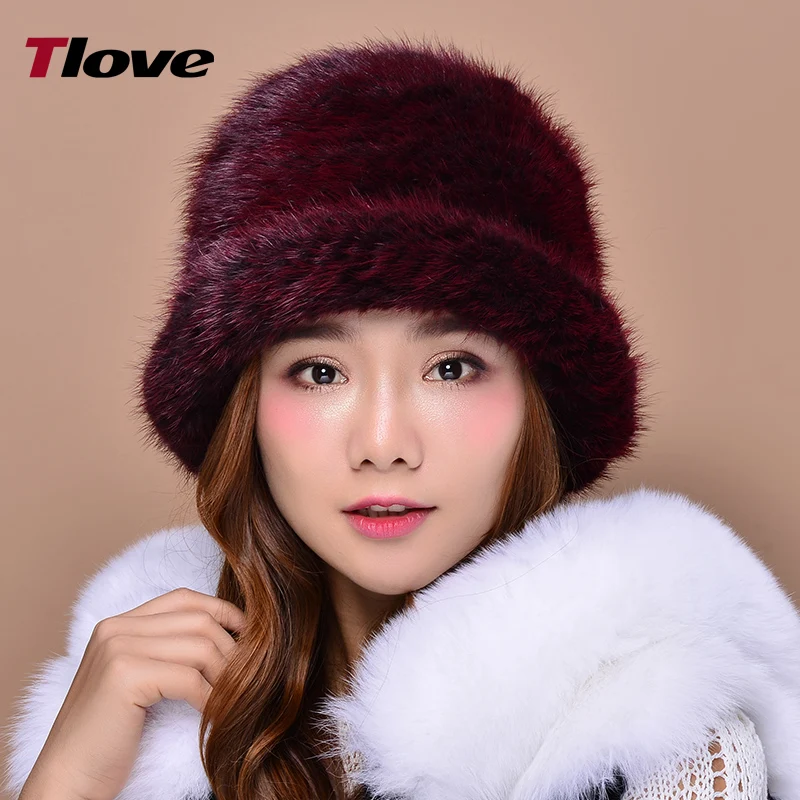 2018 Tlove новый шаблон Для женщин S норки Мех животных Панамы для Мода Шапки в