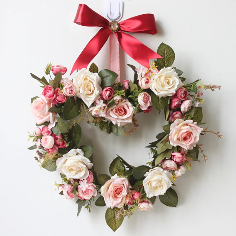 D2 rosered Имитация DIY искусственная Цветочная Гирлянда набор венков гирлянда для двери дома Свадебная вечеринка садовый декор венок порог поддельные цветы - Цвет: D2 rosered
