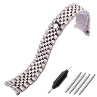 hengrc 20mm stainless steel watch band strap curved end silver lady fashion link bracelet watchbands watches accessories