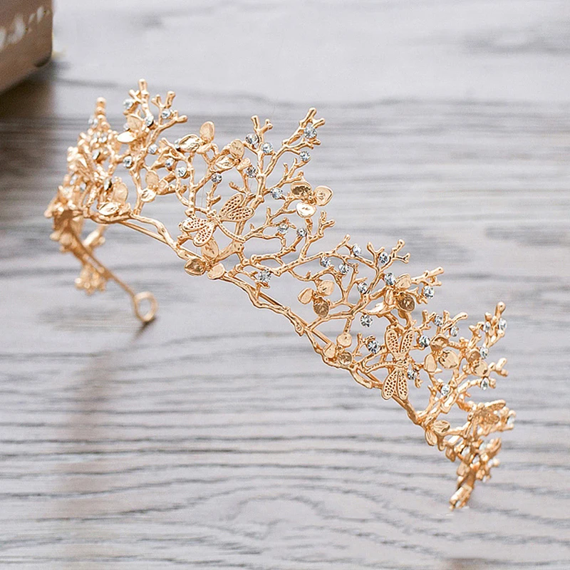 HIMSTORY барокко Корона Золотые листья Tairas Стрекоза свадебные аксессуары для волос