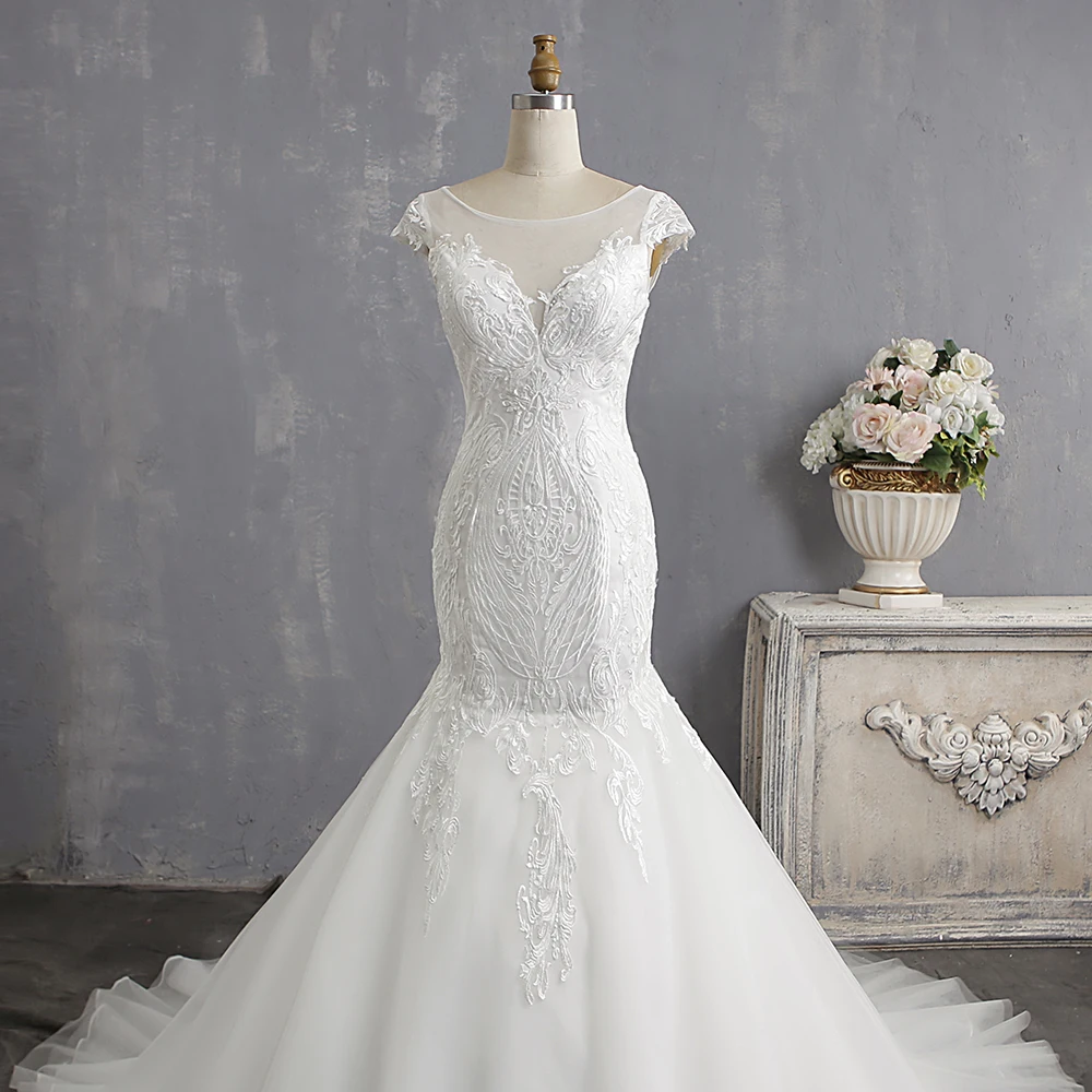 Vestidos De Novia 2020 свадебное платье с кружевами длинное размера плюс винтажное Русалка