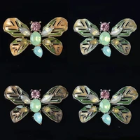 2pcslot green butterfly rhinestones buttons flatback cute diy decorative for brooch pin dress coat bag alloy badge accessories