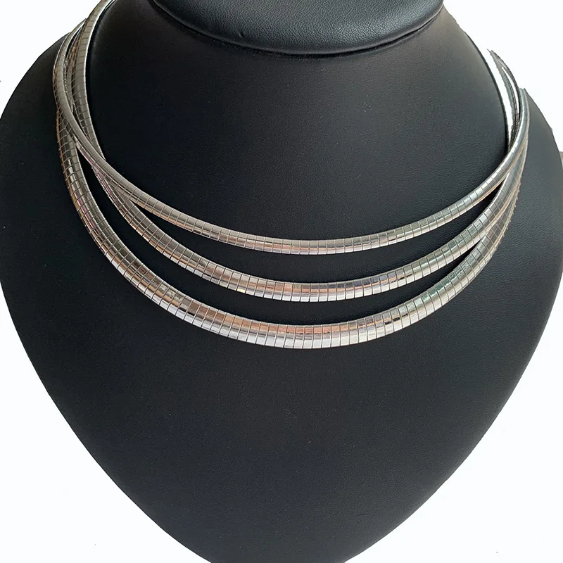 SILVER Женское колье из нержавеющей стали, ожерелье с цепочкой, Золотое ювелирное изделие, цепь в виде змеи 4-8 мм для девочек, подарок 4-8 мм - Окраска металла: SILVER