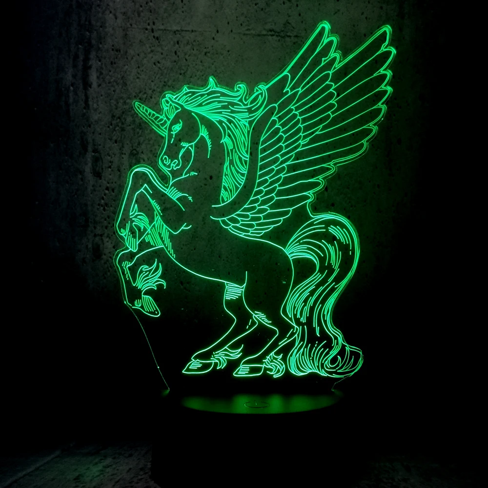 Светодиодная лампа Pegasus 3D ночник декор для детской комнаты подарки детей подарок