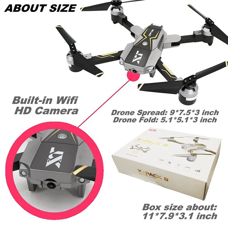 Attop Xt Pack 8 оптический Дрон Fpv Rc с камерой Live Video складной Квадрокоптер один ключ