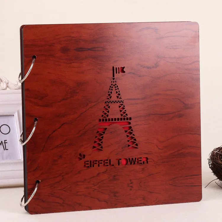 16 дюймов красный деревянный чехол фотоальбом Рассыпчатая история памяти лист DIY