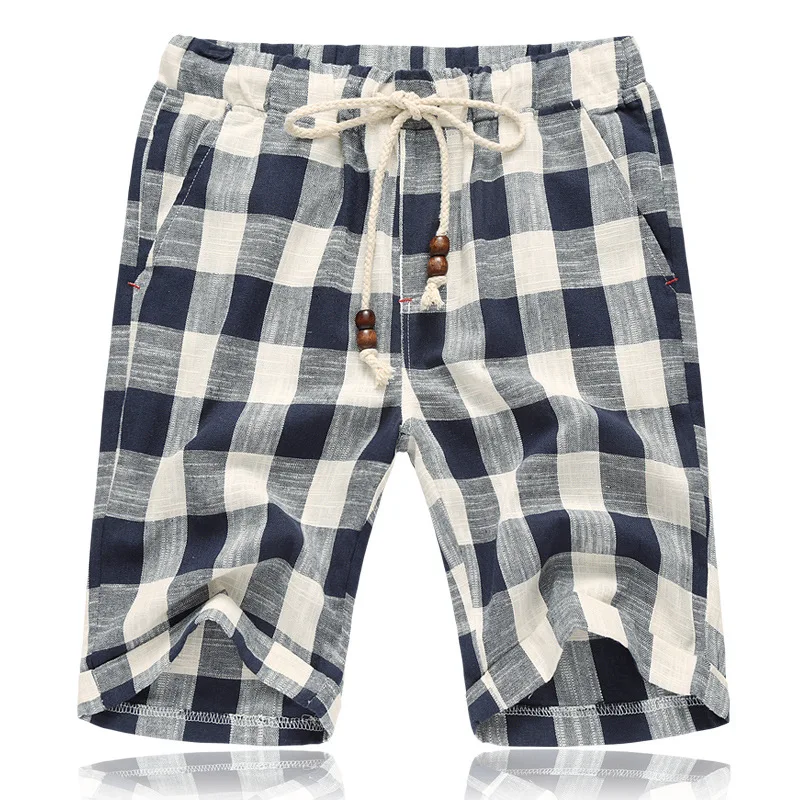DIMI Mens Bermudas Shorts Comfortable Male Beach Shorts Summer New Cotton Linen Casual Shorts Men Grid Hot
