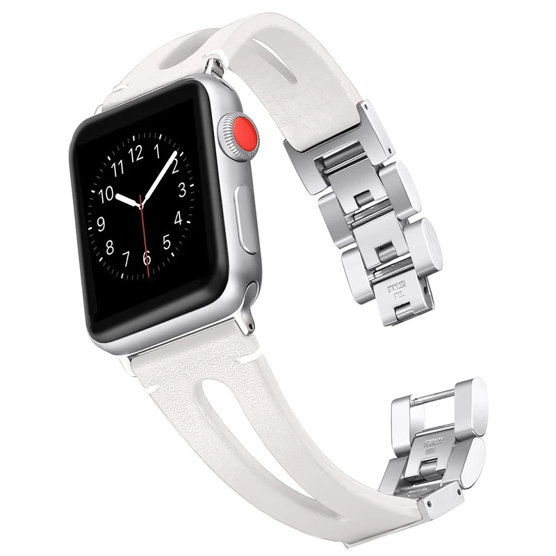 Звеньевой браслет для apple watch 6 band 44 мм 40 42 38 ремешок из натуральной кожи iwatch pulseira
