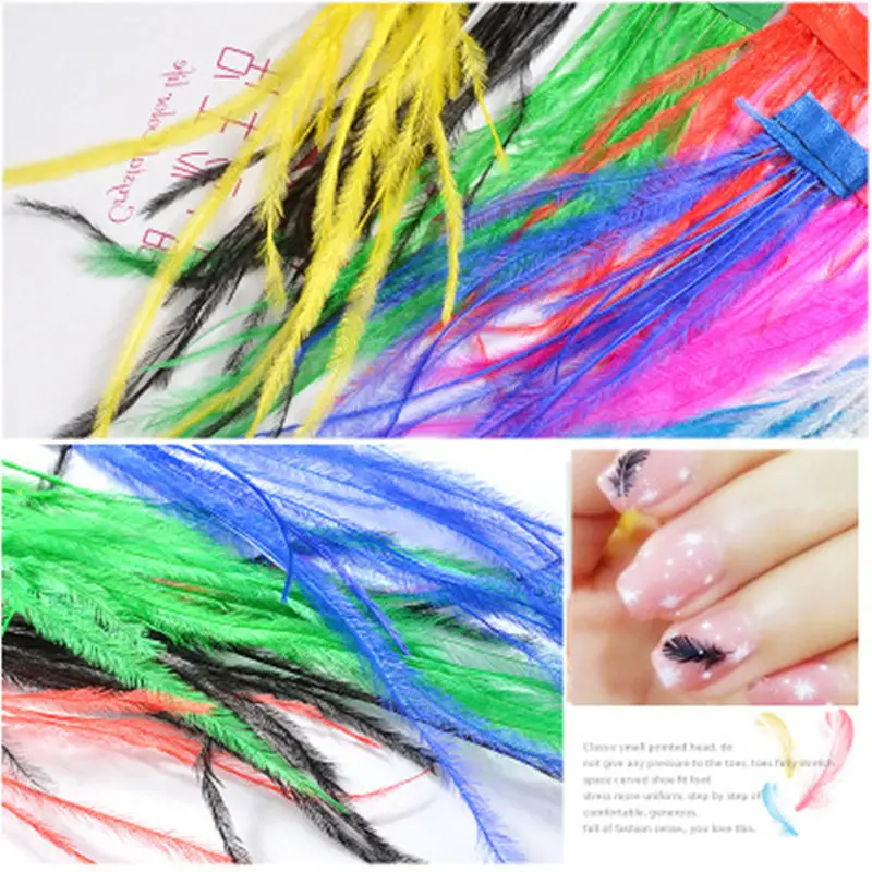 Y-XLWN Nail ornament Autumn and winter nail art jewelry DIY earrings true feather color 10 colors stickers | Красота и здоровье
