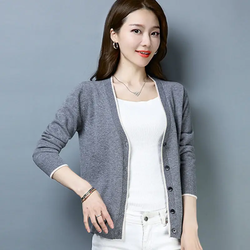 Vangull Autumn Knit Sweater Women 2020 New Spring Harajuku Slim Warm Cardigan College Casual Long Sleeve Winter Coat |