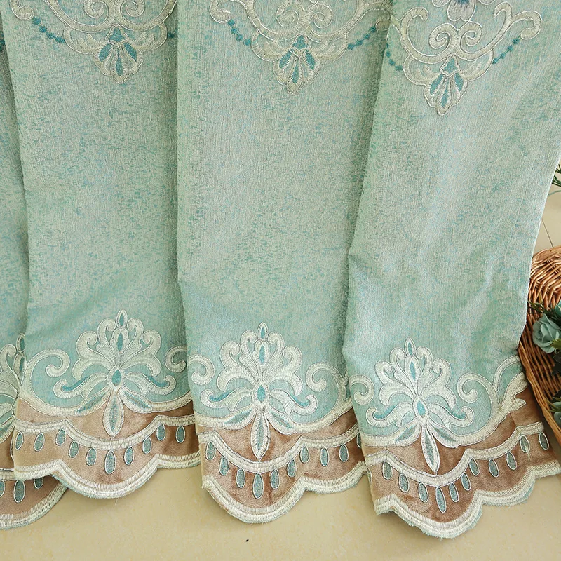

New European Affixed Velvet High Shade Chenille Curtain Finished Retro Bedroom Valance Curtain Custom Luxury Home Decor