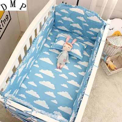 

6pcs Cartoon kit berço Bed Linen cama bebe 100% Cotton Baby Sheets Bedding for Cribs Cot Bedding (4bumpers+sheet+pillow cover)