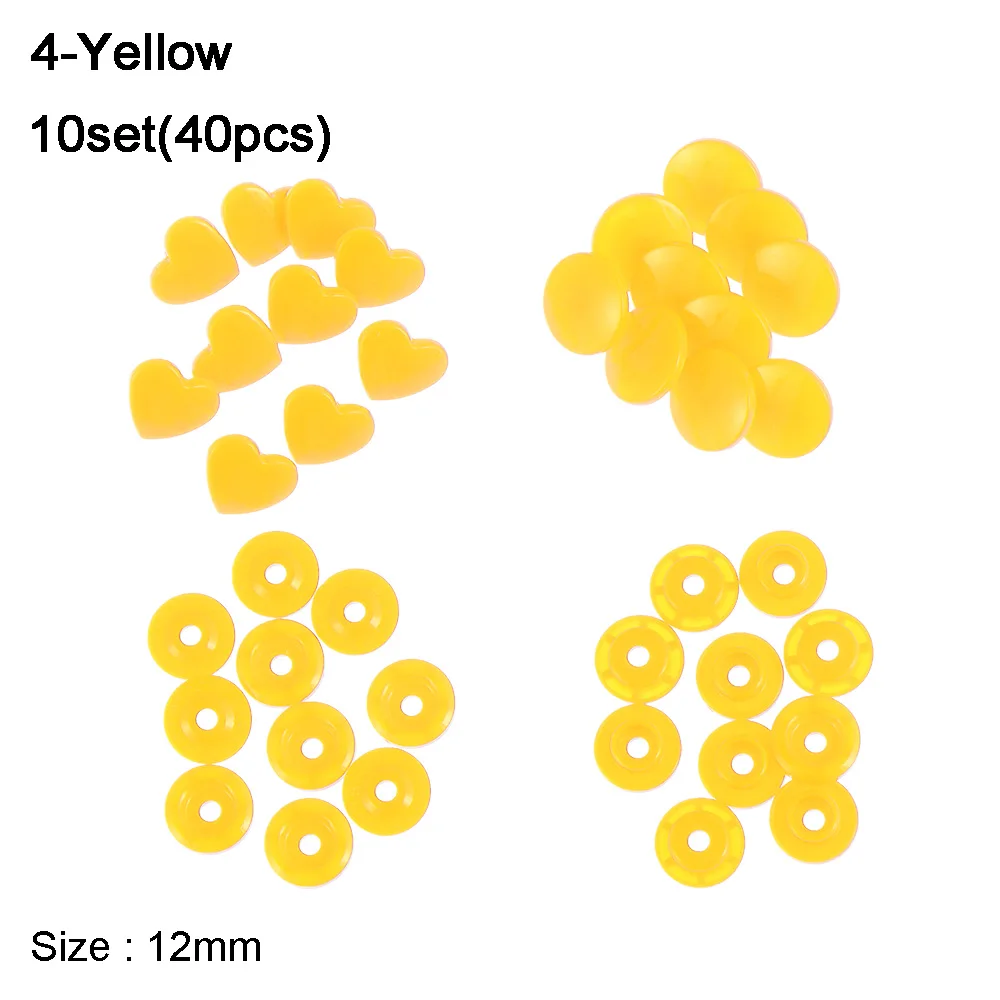 Yellow 10 компл.(40 шт.) 12 мм кнопки "сделай сам" скрапбукинг Швейные аксессуары Любовь Сердце Пластиковые застежки кнопки - Цвет: Yellow