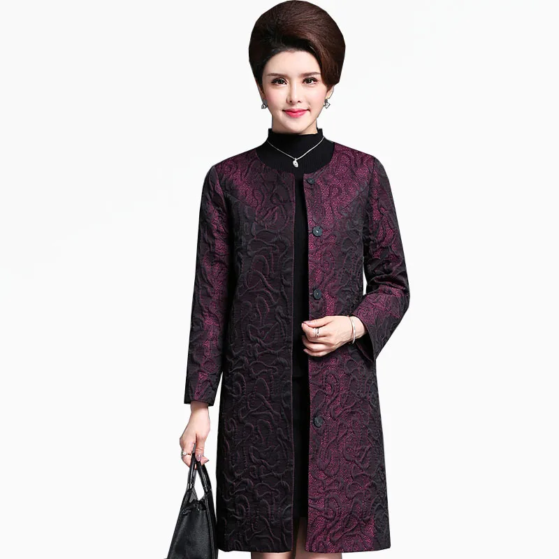 Длинное пальто для мам среднего и возраста большой размер 4XL весенне осеннее