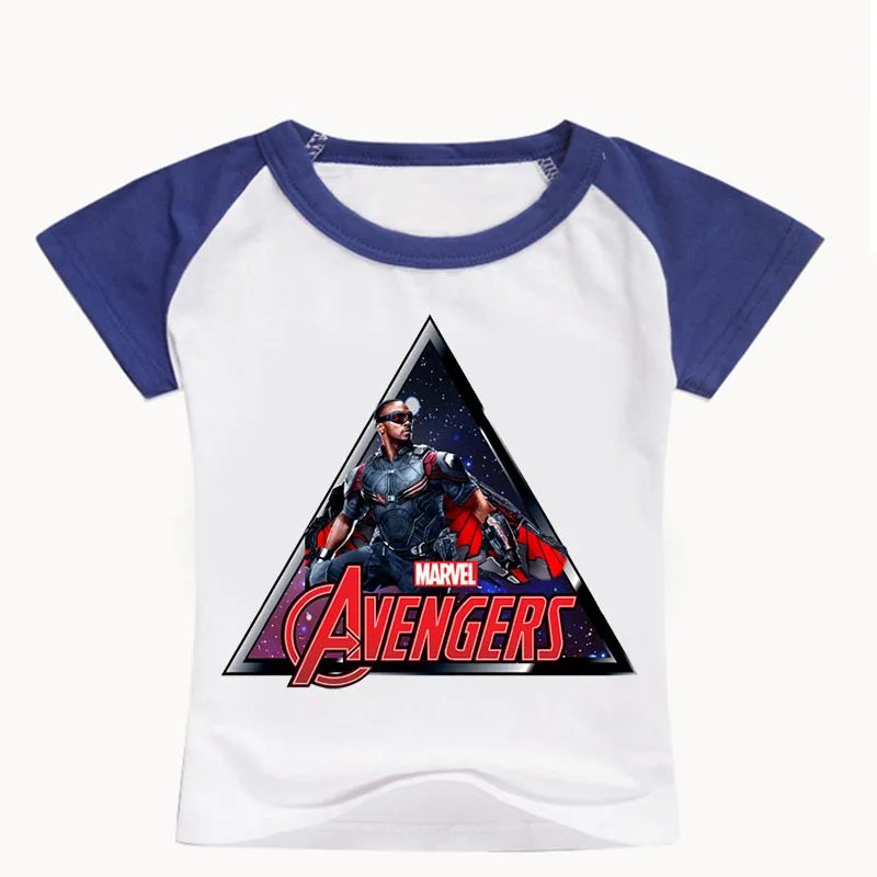 Летняя Детская футболка с принтом Мстителей Marvel костюм коротким рукавом